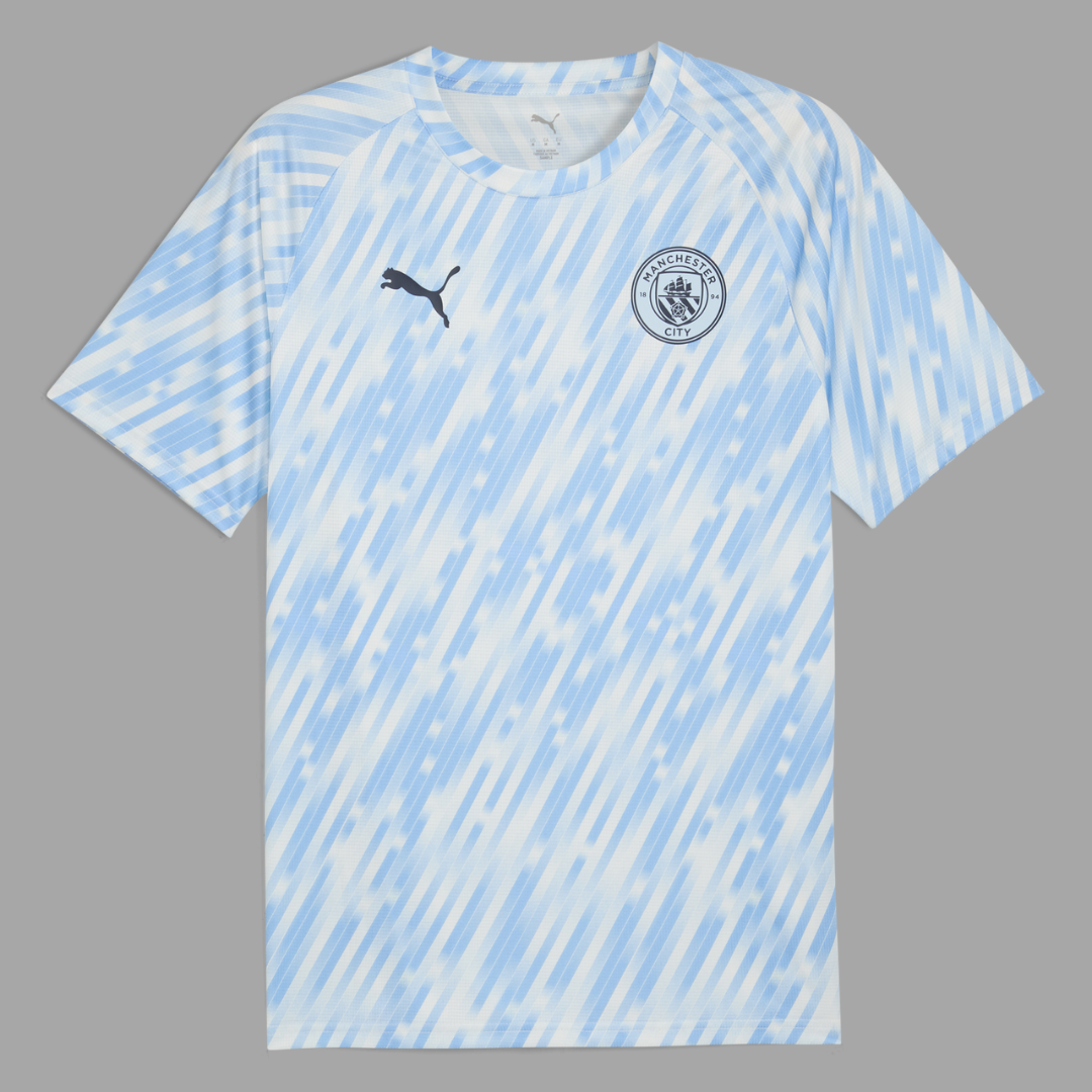 Manchester City Warm Up Straight Fit Shirt - Blue and White
