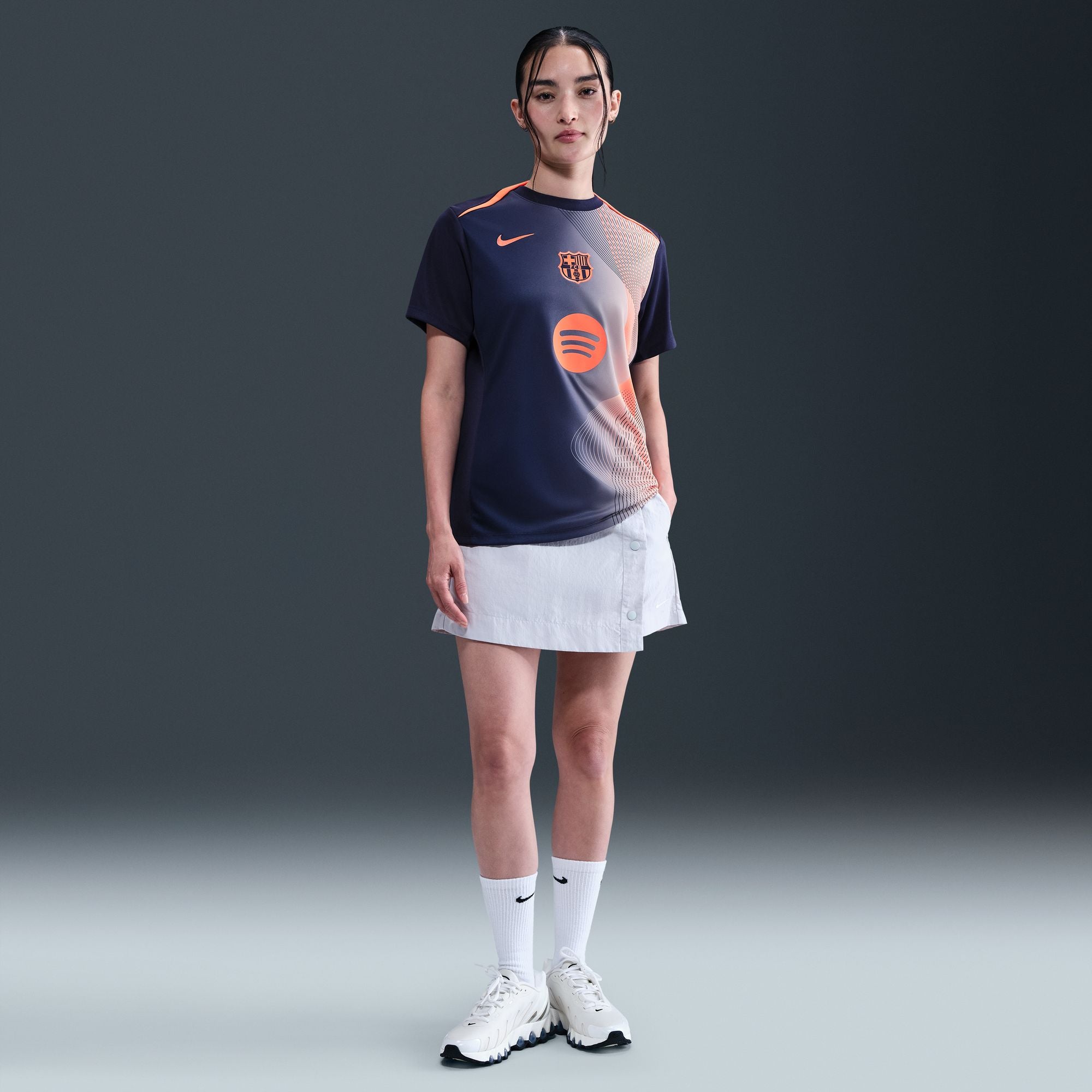 FC Barcelona Curved Fit Nike Dri-FIT Total 90 Soccer Pre-Match Top