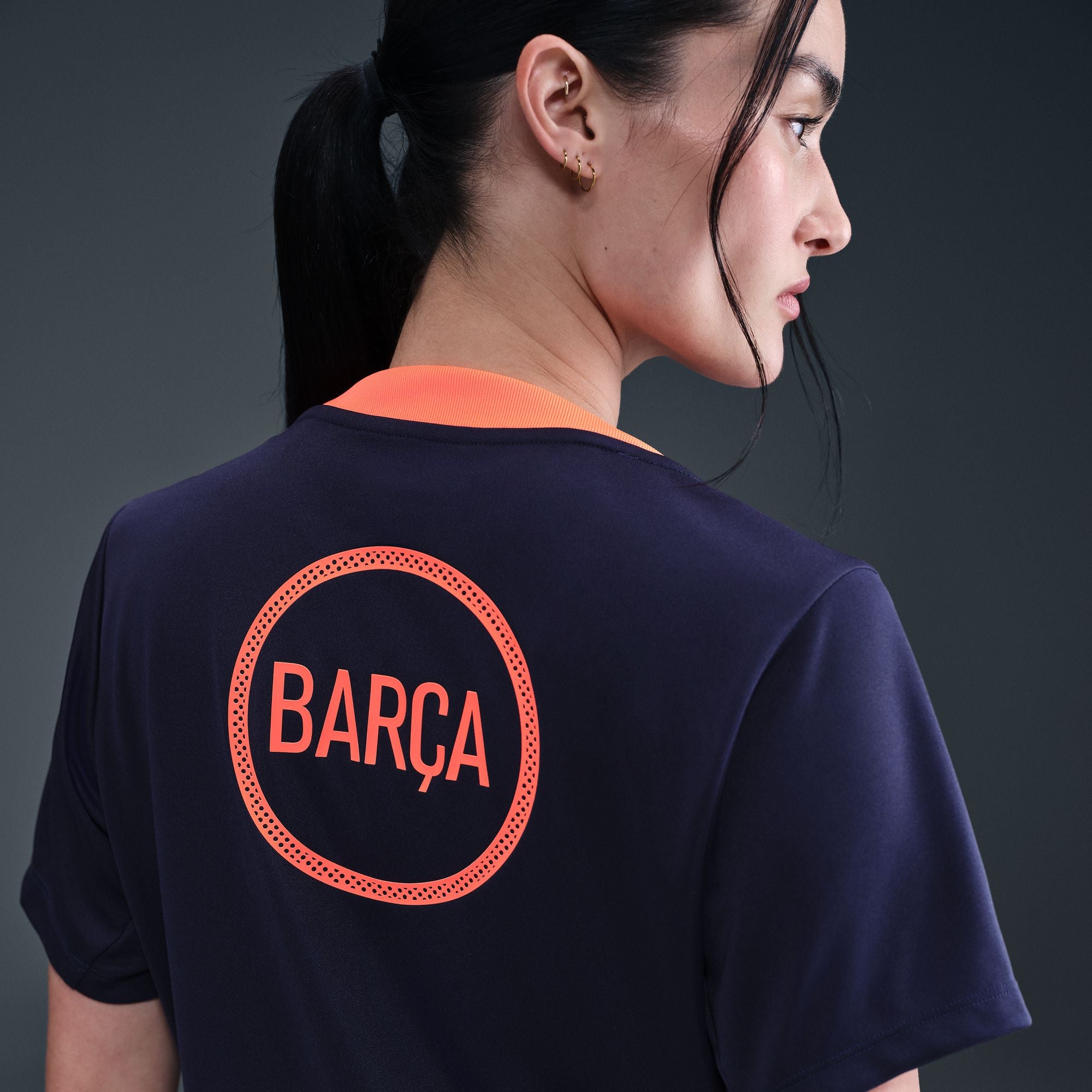 FC Barcelona Curved Fit Nike Dri-FIT Total 90 Soccer Pre-Match Top