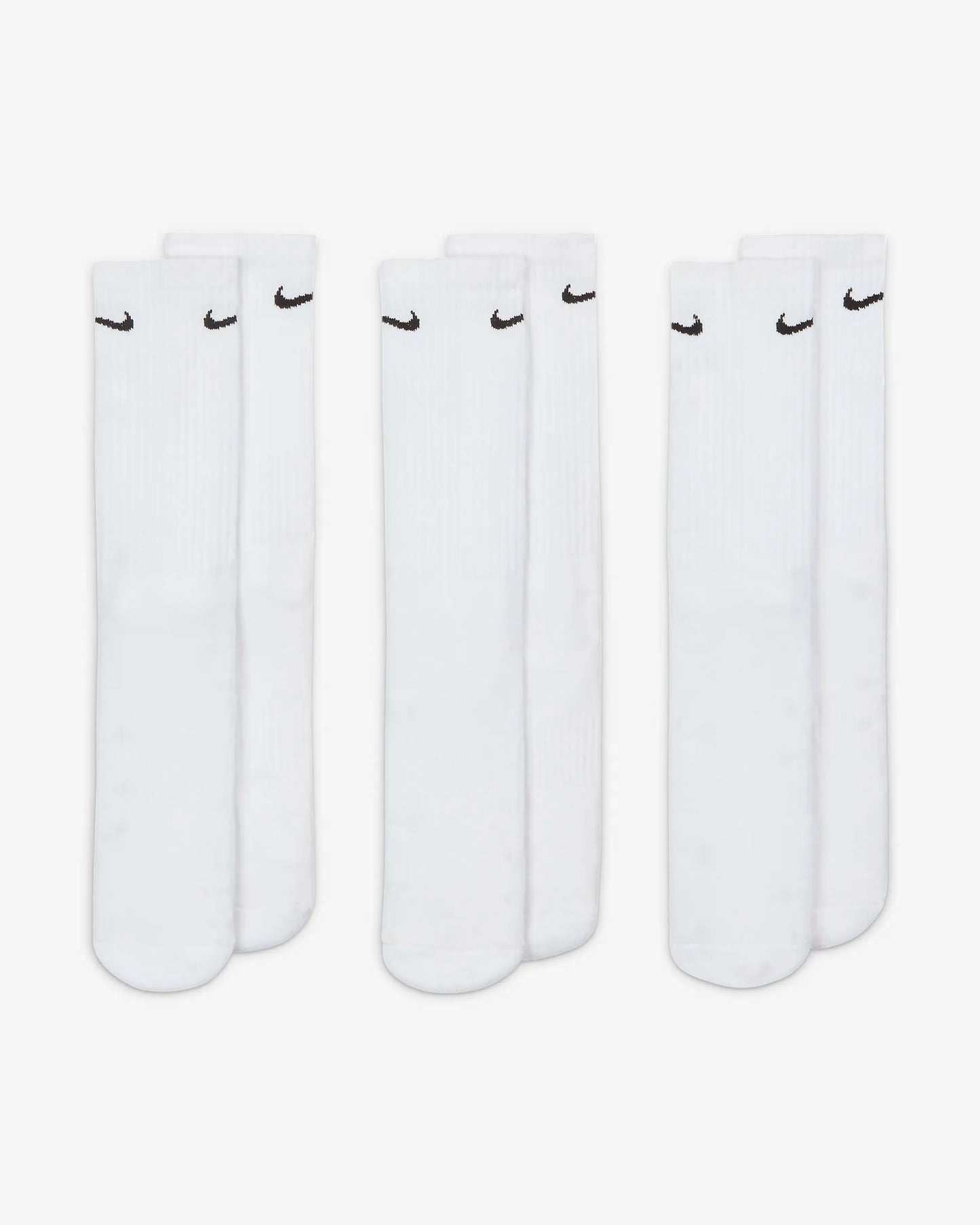 Nike Everyday gedempte witte trainingssokken met ronde hals (3 paar)
