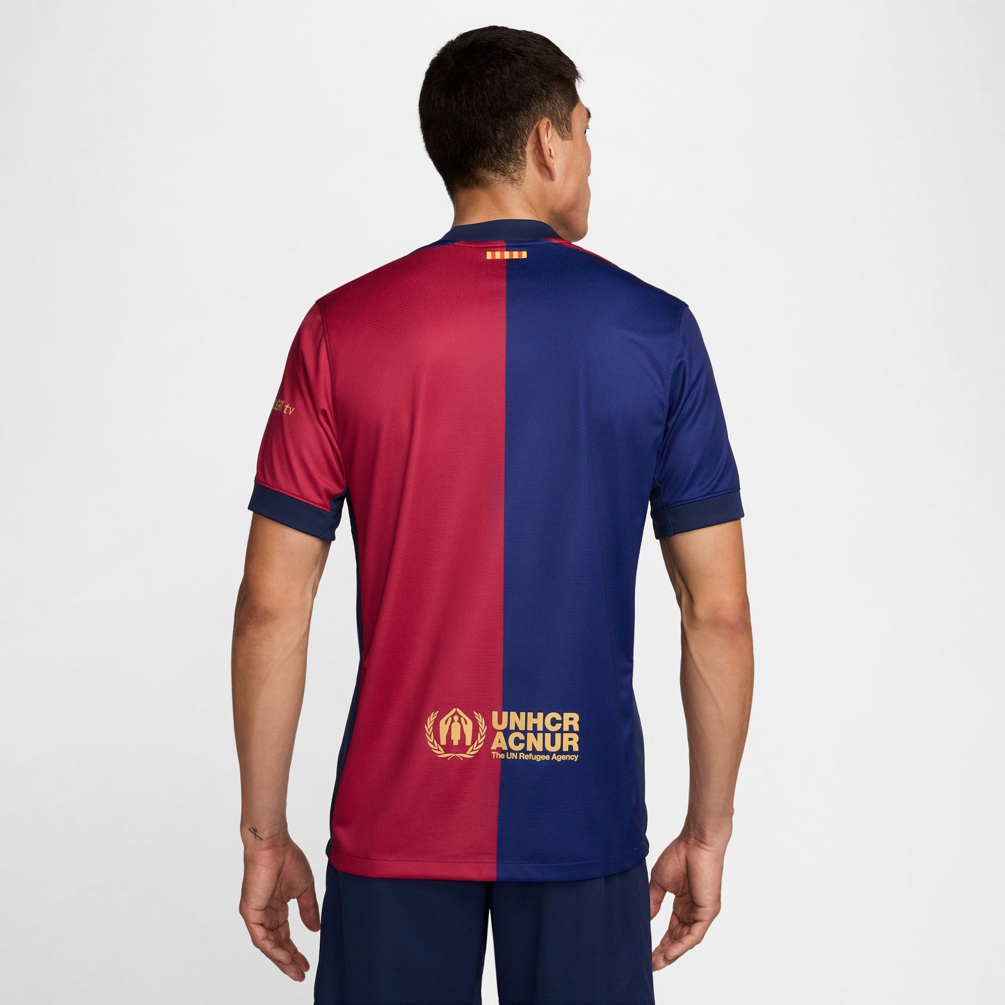 Barcelona 23/24 thuisshirt met gebogen pasvorm Nike stadionshirt