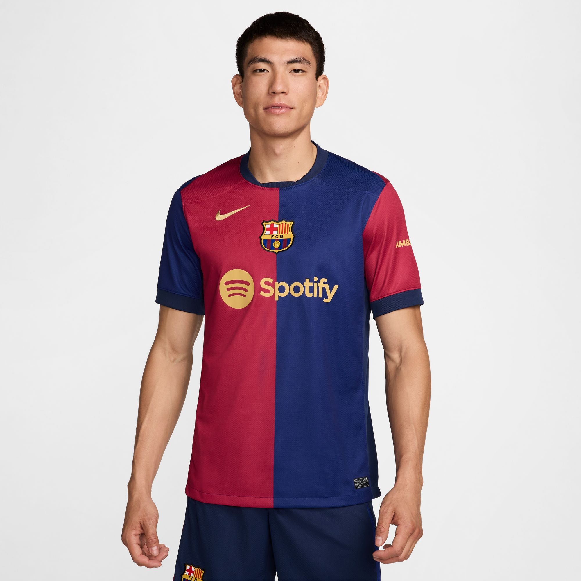 Barcelona 23/24 thuisshirt met gebogen pasvorm Nike stadionshirt