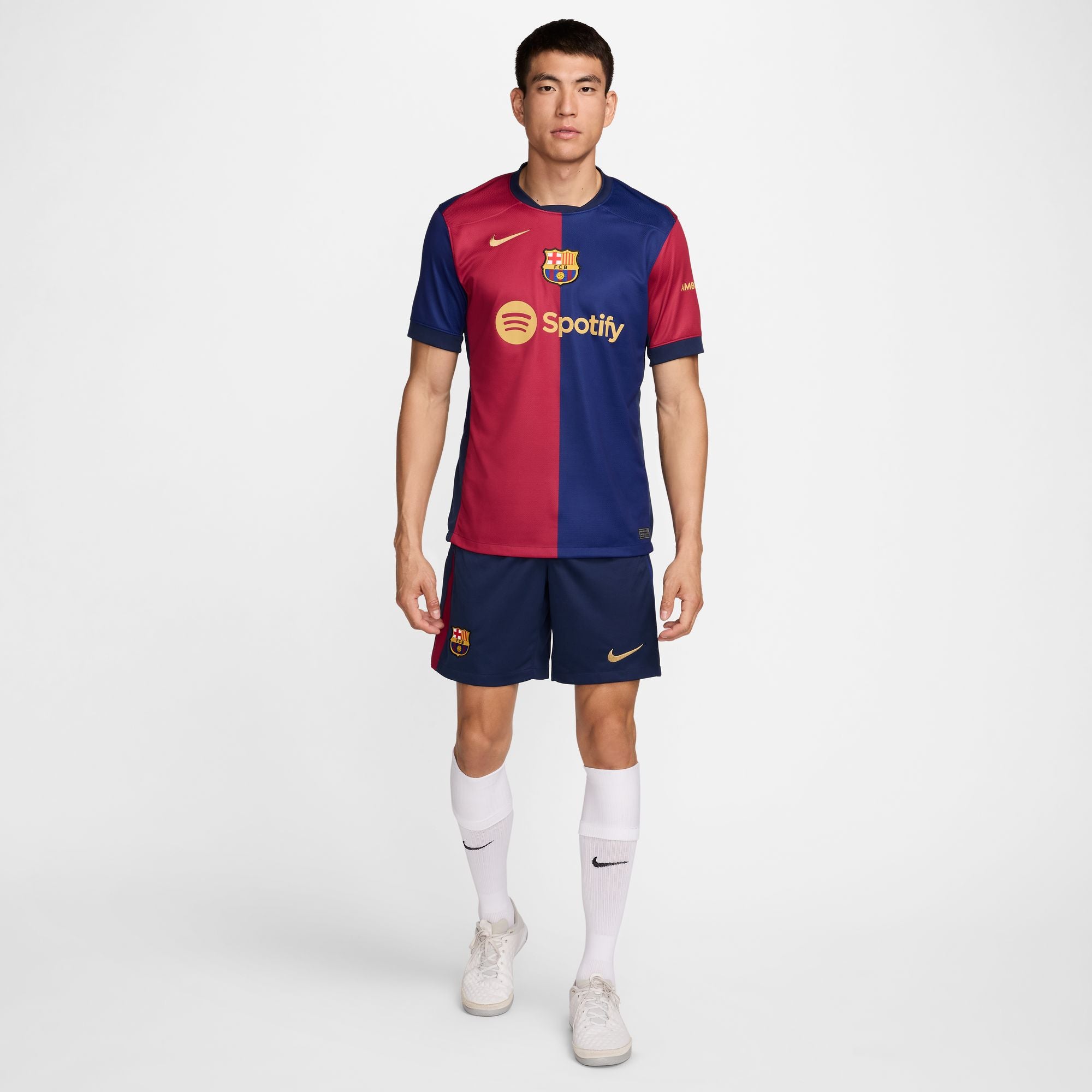 Barcelona 23/24 thuisshirt met gebogen pasvorm Nike stadionshirt