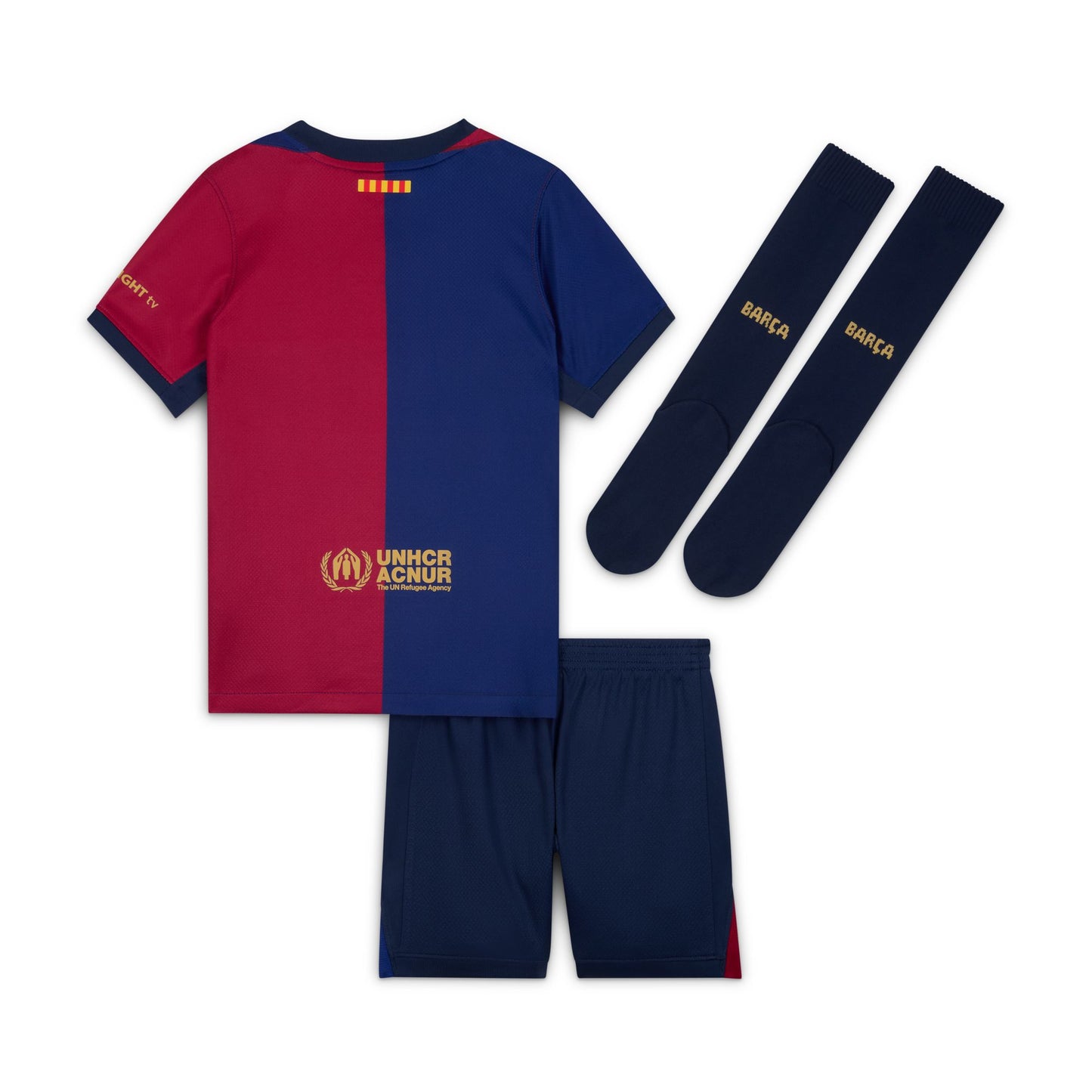 Equipación Nike Dri-FIT de 3 piezas para niños pequeños de local del Barcelona 23/24