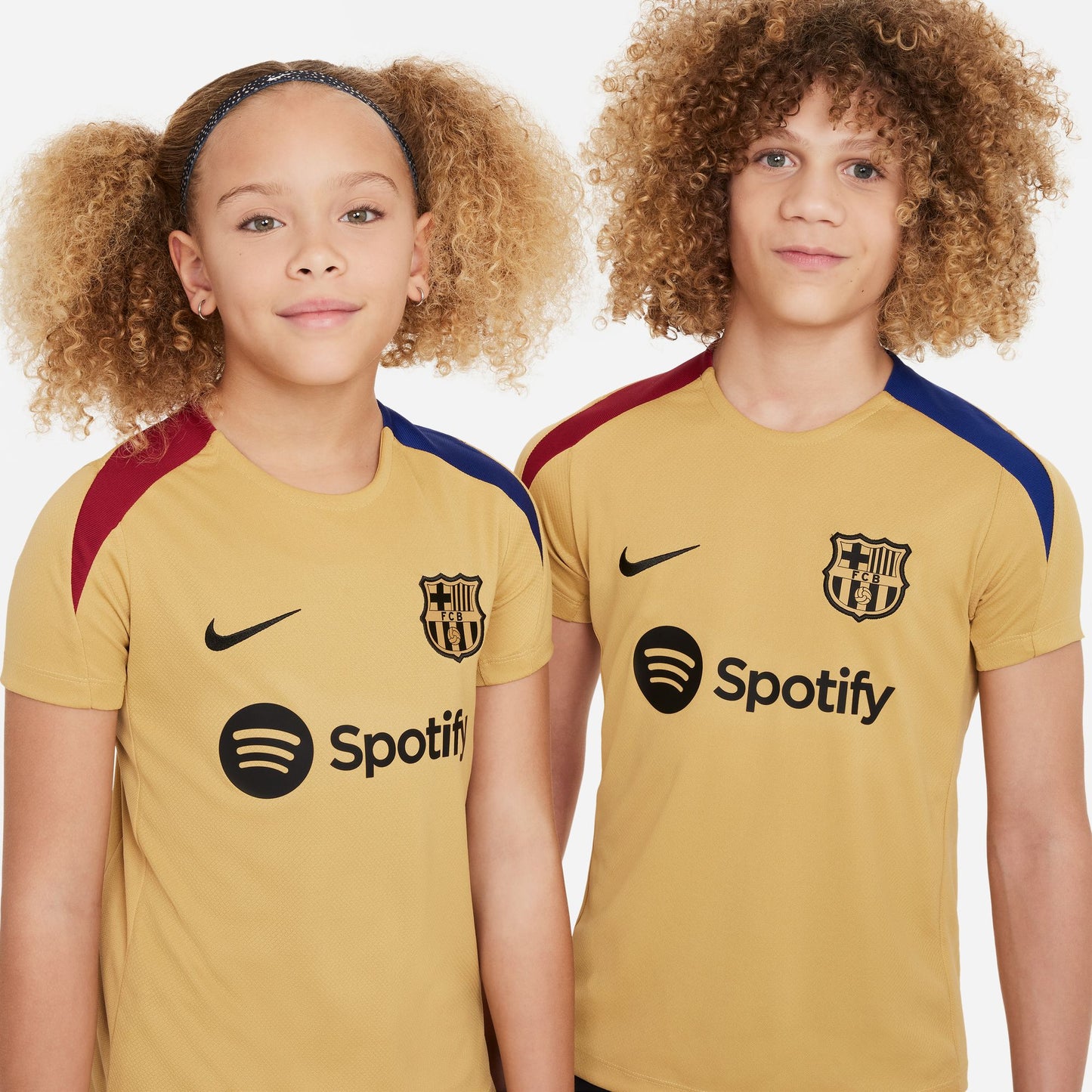 FC Barcelona Strike Big Kids' Nike Dri-FIT Soccer Short-Sleeve Knit Top (Gold)