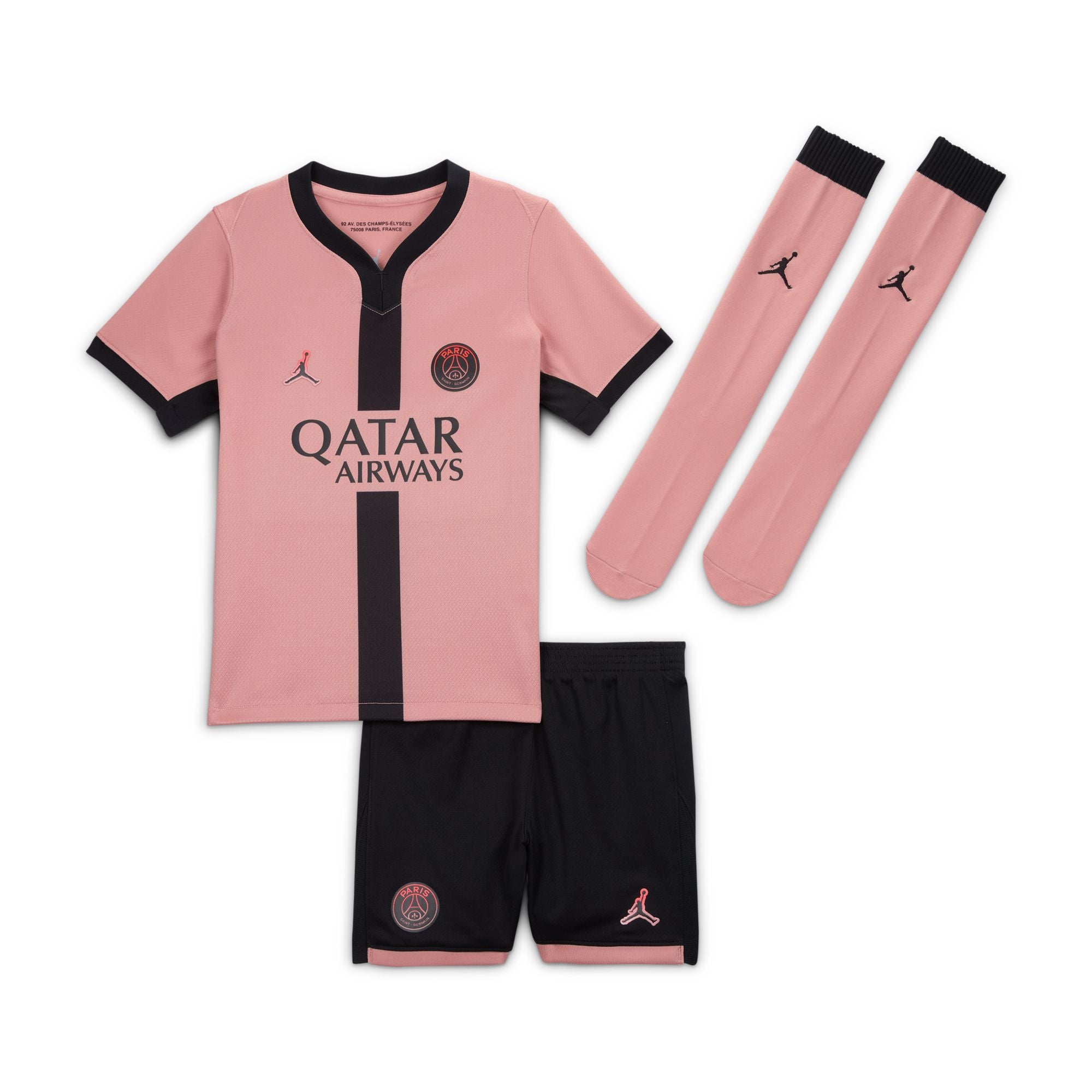 Paris Saint-Germain 2024/25 Stadium Third Little Kids' Jordan Three-Piece Kit