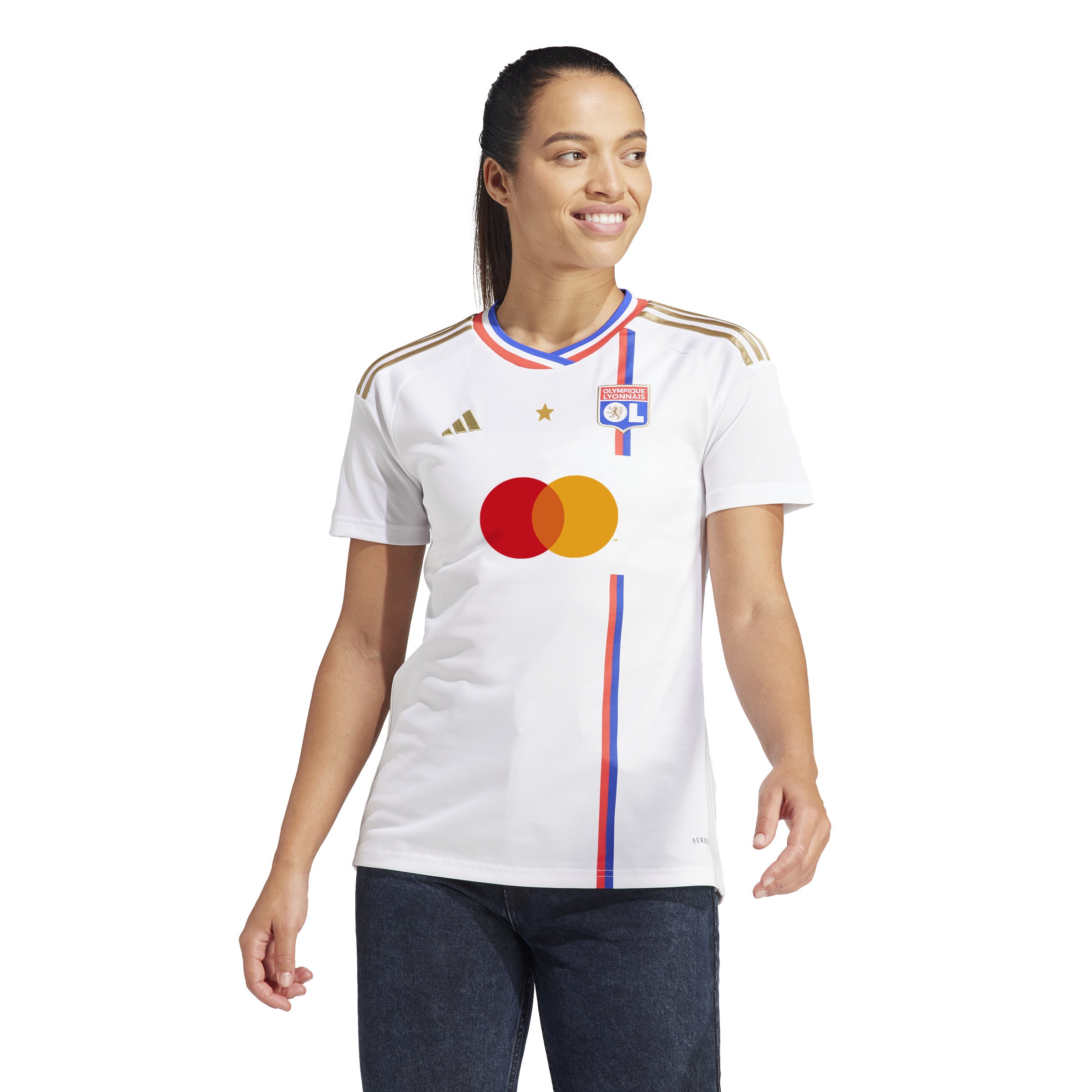 Camiseta Adidas Stadium de corte curvo de primera equipación del Olympique Lyonnais 23/24