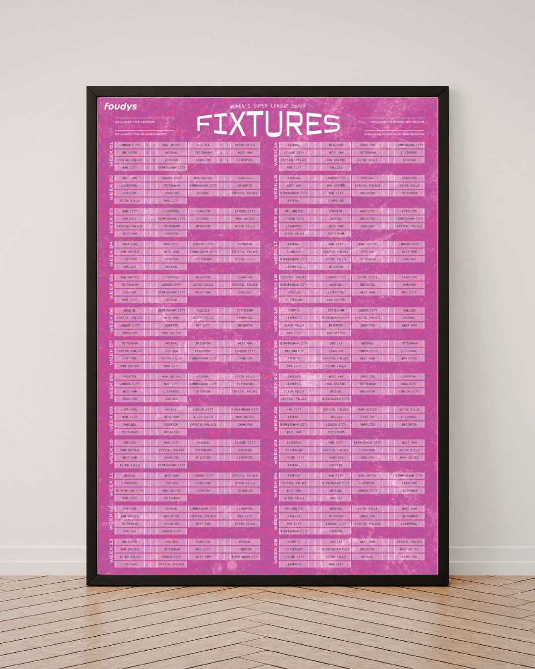 WSL 2026/27 Fixtures Poster - A2