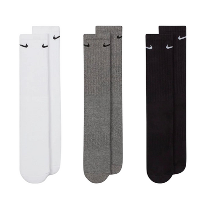 Nike Everyday Cushioned zwart, wit, grijze trainingssokken met ronde hals (3 paar)