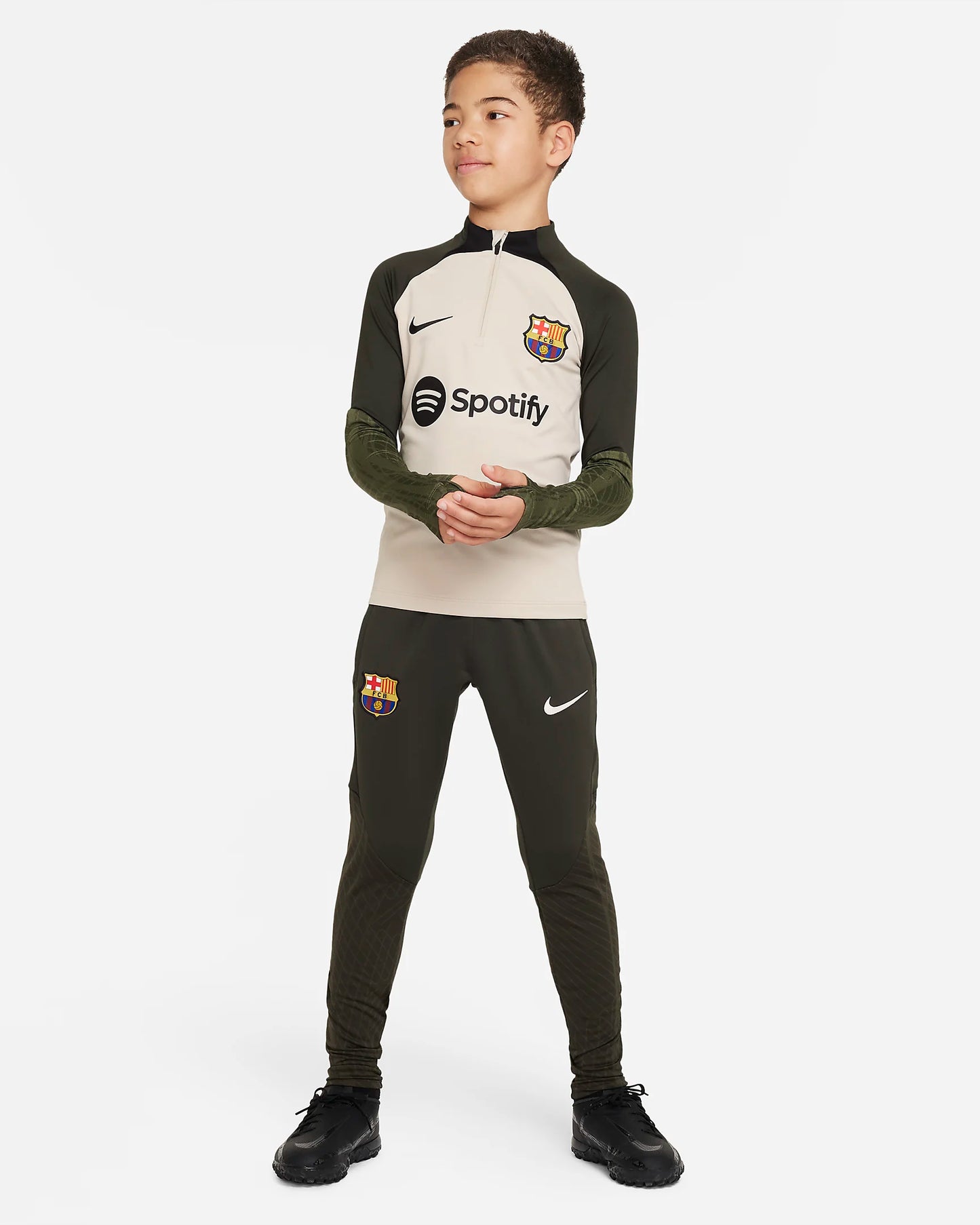 Pantalón de fútbol Nike Dri-FIT Knit Barcelona Strike 23/24 para niños talla grande
