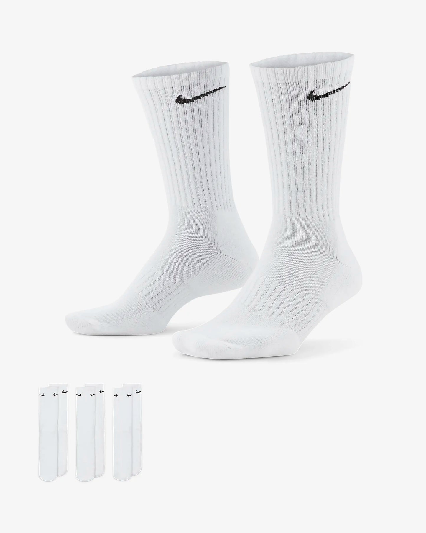 Nike Everyday gedempte witte trainingssokken met ronde hals (3 paar)