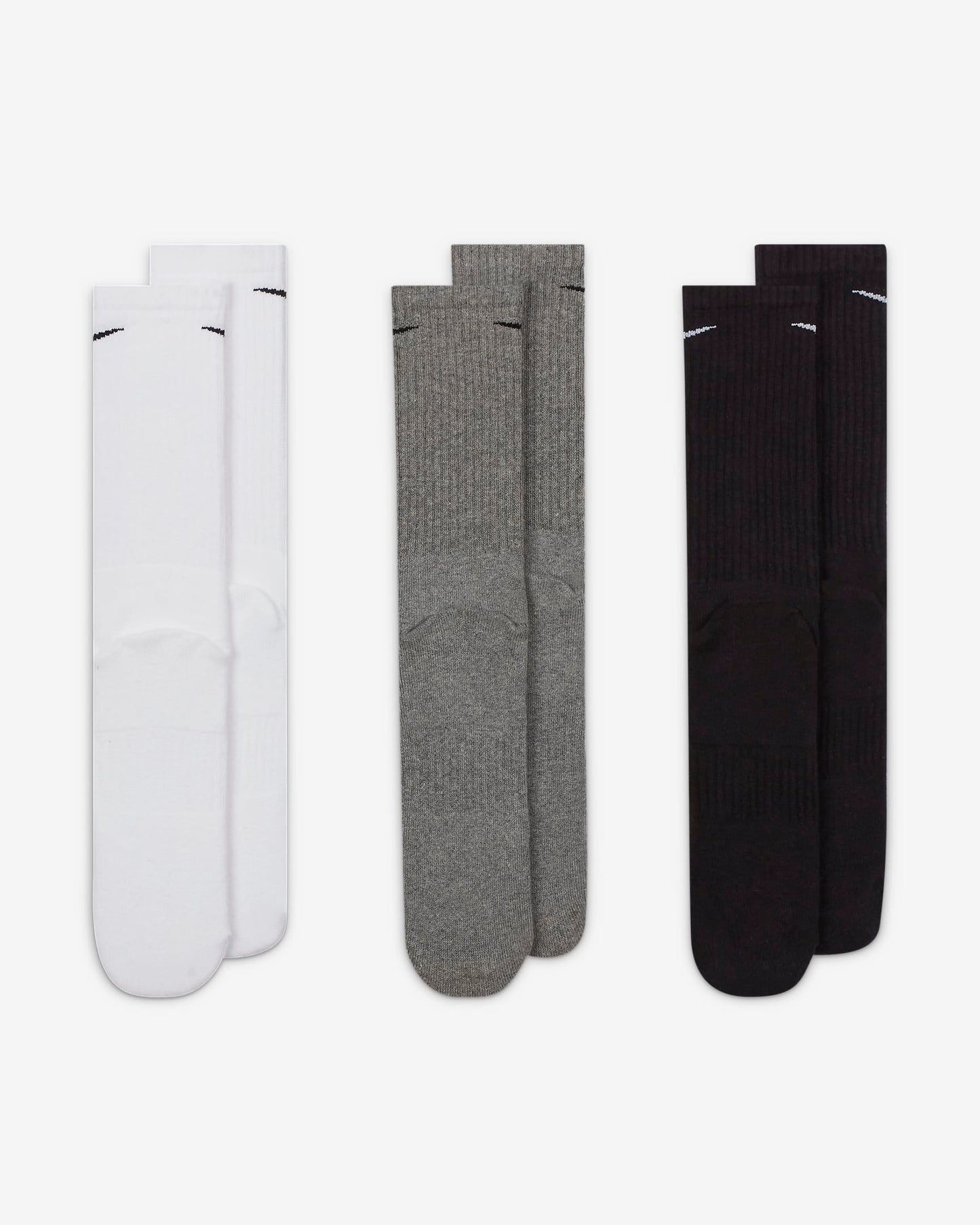 Nike Everyday Cushioned - Training Crew Socks (3 Pairs) - Black, White, Grey