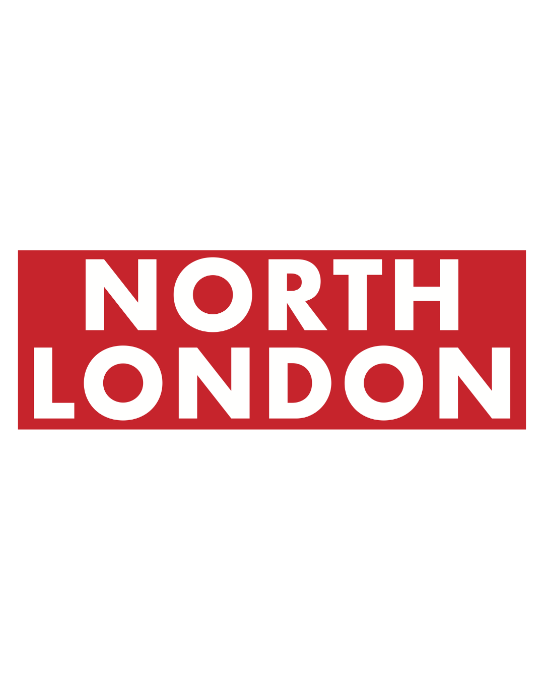 A red rectangular logo with the words 'NORTH LONDON' in large white uppercase letters, centered on a plain white background.